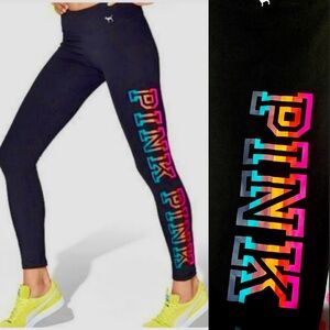 Victoria’s Secret PINK cotton yoga leggings VS PINK rainbow logo leggings
